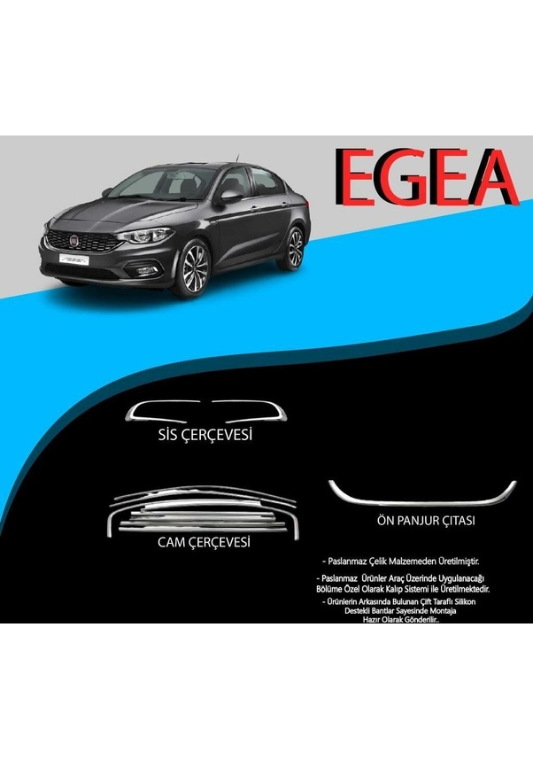 Fiat Egea Cam Çerçevesisis Çerçevesiön Panjur Çıtası Krom Set 2021