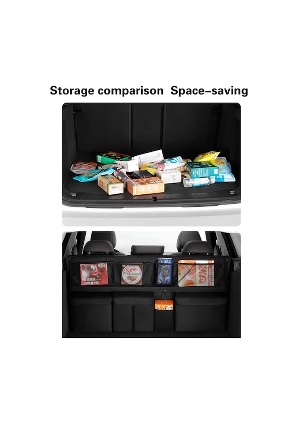 Resim Chuangyinshop Car Trunk Organizer W136 Black Çok Bölmeli Seyahat Asılı Depolama Çantası Oxford Kumaş 