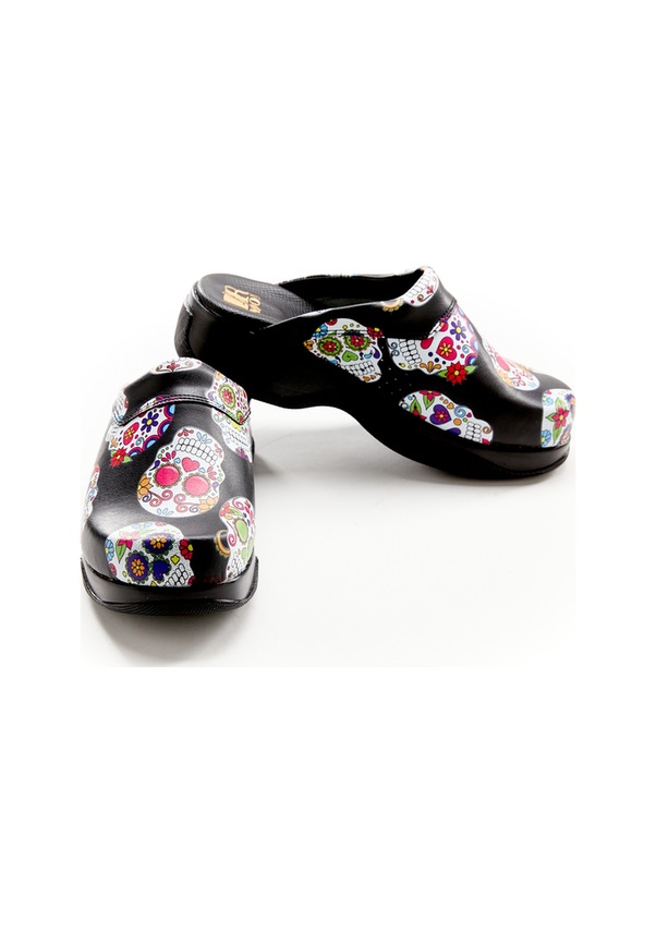 Resim Kuru Kafa Desenli Hakiki Deri Sabo Terlik Siyah 