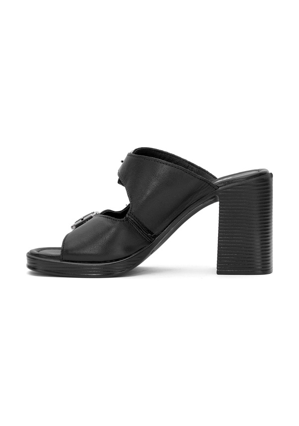 Resim Venüs 25322561y Kadın Hakiki Deri Topuklu Terlik Siyah Siyah 