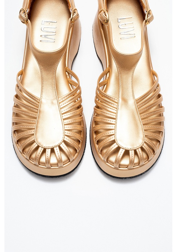 Resim Luvi Shoes Anıel Altın Kadın Dolgu Topuklu Sandalet Altın 
