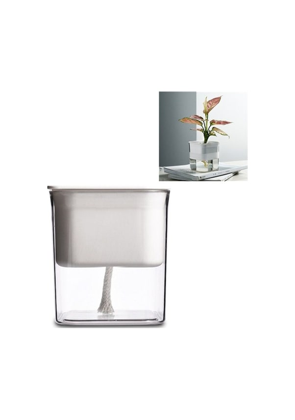 Resim Sones Yeşil Turp Hidroponik Saksı Plastik Şeffaf Gözeneksiz Bitki Otomatik Su Emici Sukulent Saksı Beyaz 