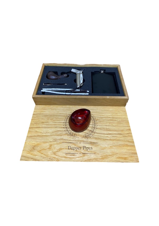 Resim Dapper Gül Kökü Haki Yeşil Mataralı Çakmaklı Pipo Seti 605954-509162 