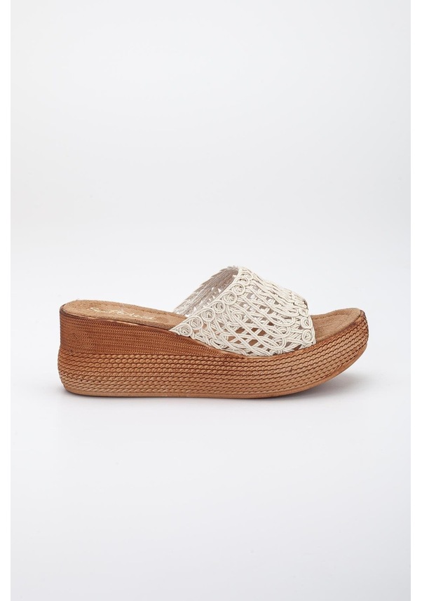 Resim Örme Tekbant Desenli Taban Bej Kadın Dolgu Taban Terlik-2959-bej Bej 