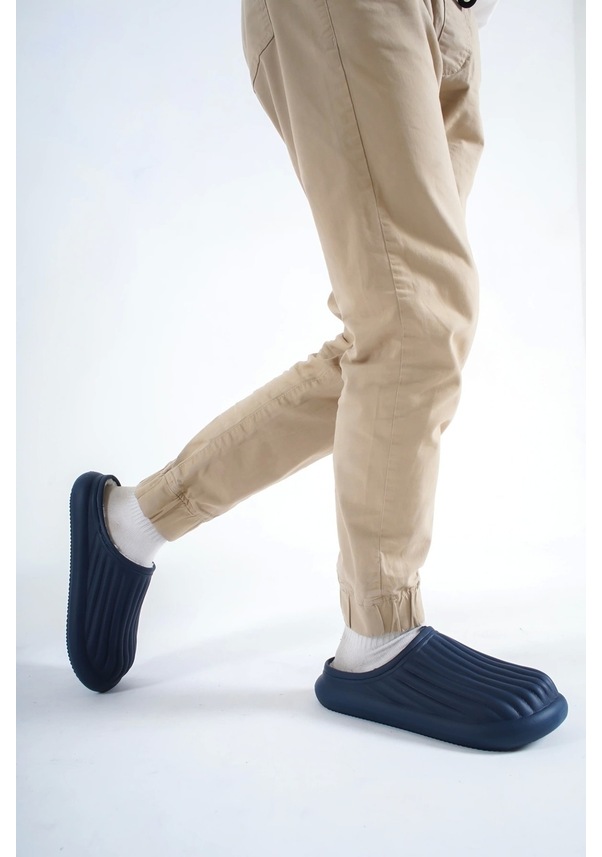 Resim Inverna Faylon Taban İçi Tüylü Unisex Lacivert Ev Terliği - Lacivert 