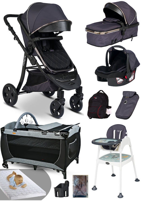 Ekonomi Paket 10 in 1 Baby Home 985 Travel Sistem Bebek Arabası 560 Oyun Parkı Yatak Beşik 1450 Mama Sandalyesi