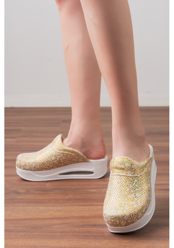 Resim Altın Parlak Kadın Air Max Tam Ortopedik Ve Anatomik Sabo Terlik Altın 