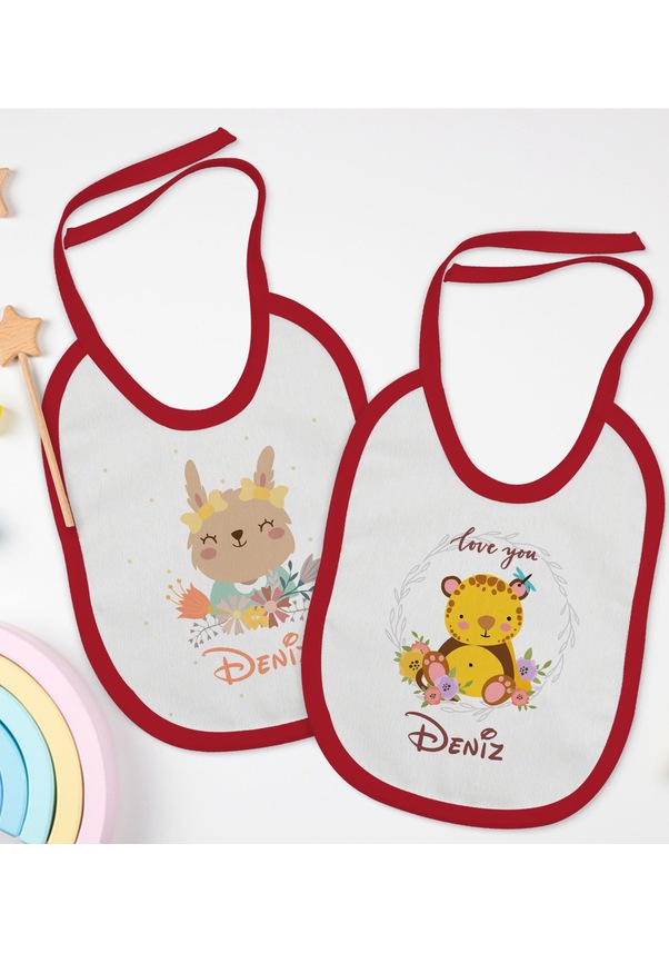 BK Kids Kişiye Özel İsimli 2’li Kırmızı Mama Önlüğü-5 BK Kids Kişiye Özel İsimli 2’li Kırmızı Mama Önlüğü-5