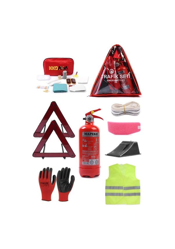 Resim Kkdavm Üçgen Trafik ve İlk Yardım Seti Ekonomik - Tüvtürk Uyumlu 