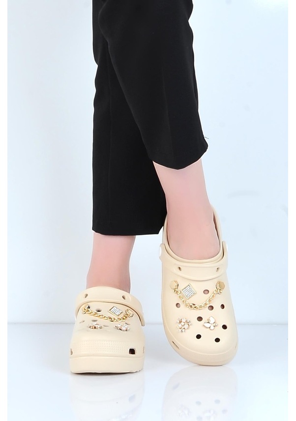 Resim Apella E800-6 Fiesta Bej Eva Kadın Taşlı Günlük Terlik Karışık Çok Renkli 