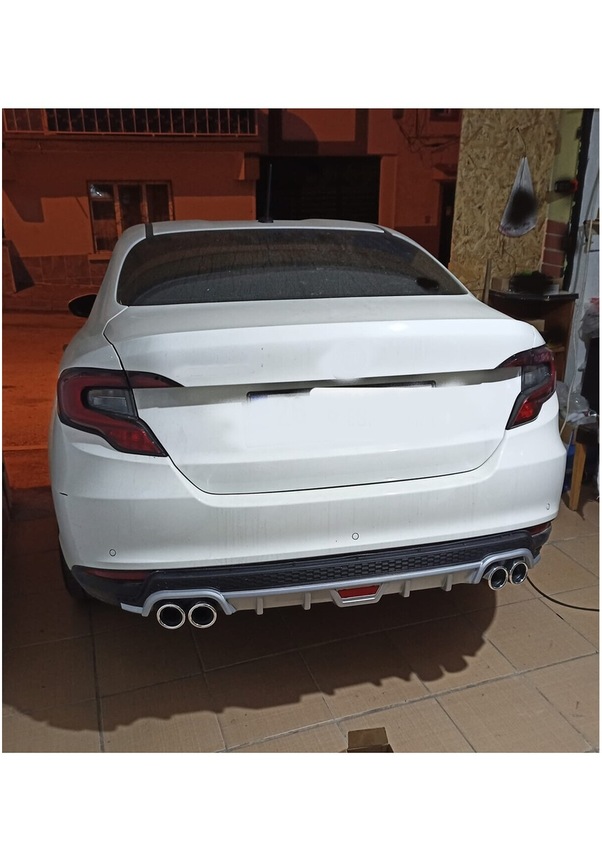 Fiat Egea Uyumlu Body Kit Difüzör 4 Çıkış Yuvarlak Gri Model 1