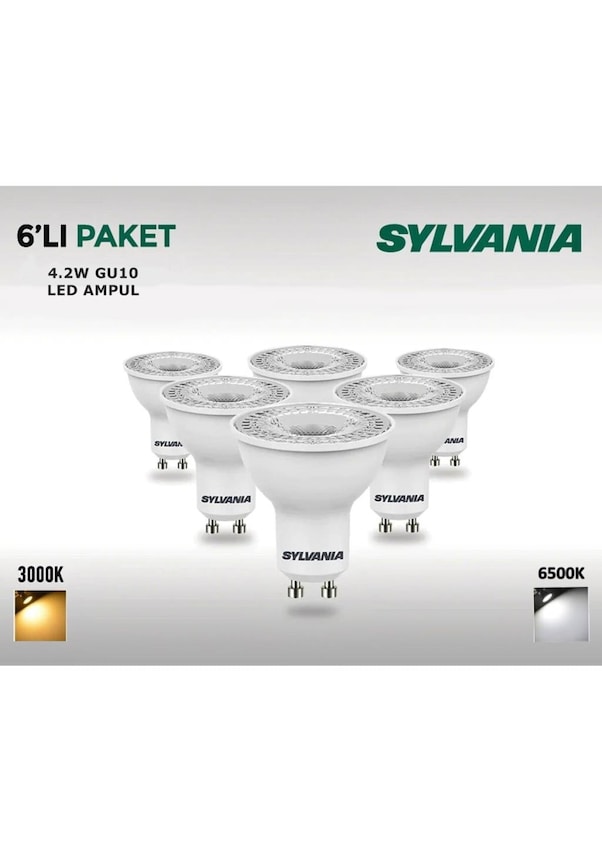 Sylvania 4,2W=50W Gu10 Led Ampul 6 Adet Beyaz-Günışığı Çanak Spot(531314581) OE9418 Sylvania 4,2W=50W Gu10 Led Ampul 6 Adet Beyaz-Günışığı Çanak Spot(531314581) OE9418