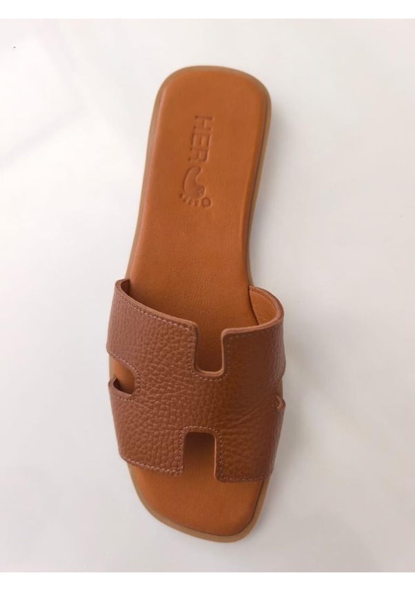 Resim Kadın Deri Terlik Kaymaz Taban Yumuşak Giydirimli Taba 