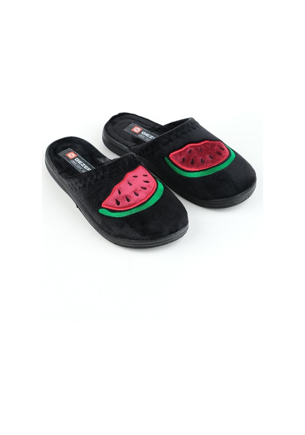 Resim Gezer Kışlık Kadın Ev Terlik Karpuzlu Siyah 