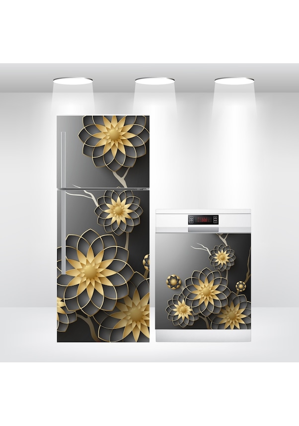 Buzdolabı Ve Bulaşık Makinesi Kapak Folyo Kaplama Çiçekler (408896359)