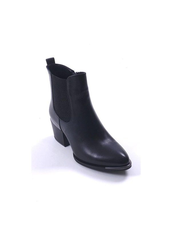 Resim Siyah Kadın Hakiki Deri Topuklu Bot 039.103 Siyah 