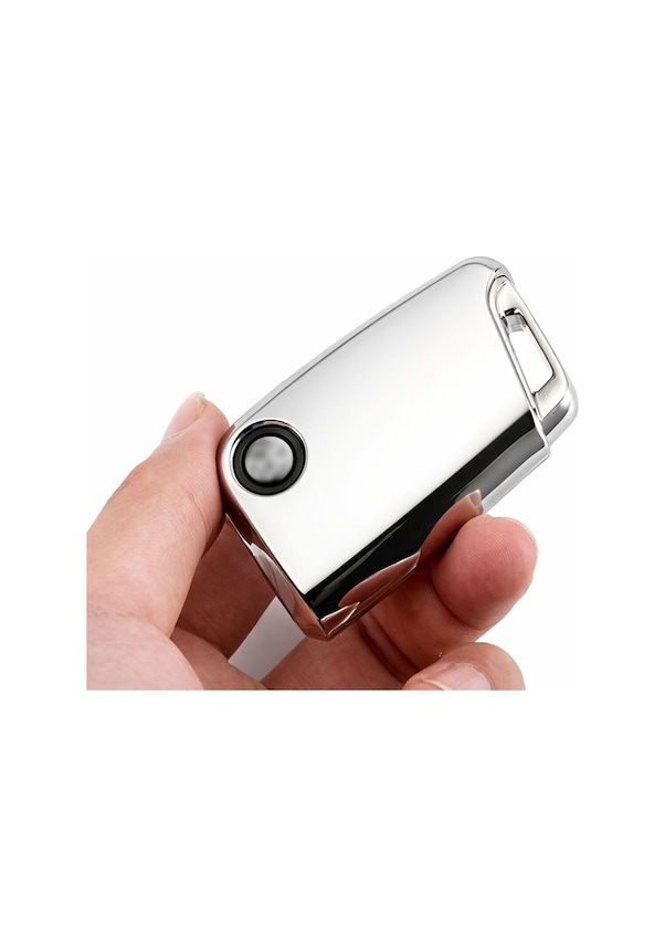 Resim Volkswagen T-roc Taigo T-cross Polo Golf Tiguan Anahtar Koruma Kılıfı Krom Siyah 