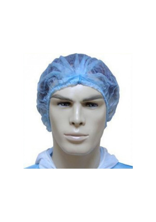 Resim Mege 100 Adet Tek Kullanımlık Akordeon Tela Bone Mavi Çift Lastik 52 Cm Mege 