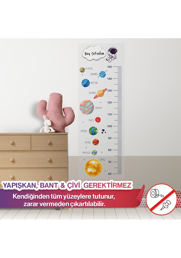 Boy Cetveli Duvarda İz Bırakmaz, Yapışkansız Tutunma Özellikli