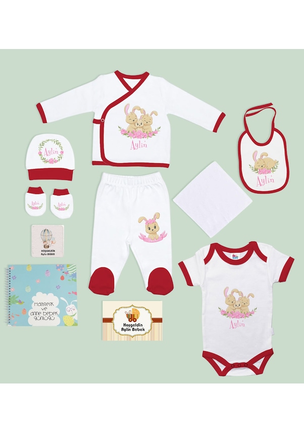 BK Kids Kişiye Özel Kırmızı Yeni Doğan Hastane Çıkışı, Anne-Bebek