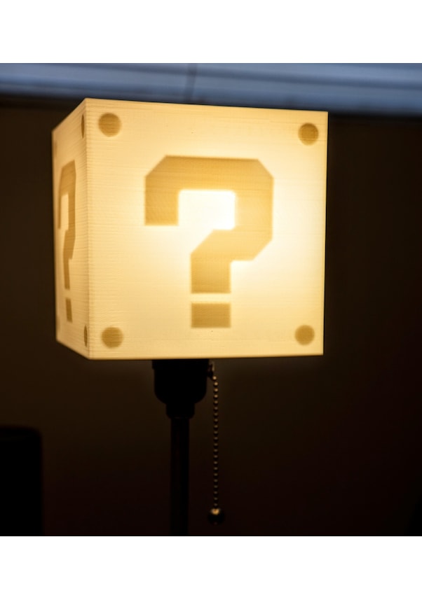 Resim Opencart Mario Soru İşareti Blok Abajur Sadece Plastik Aparattır 