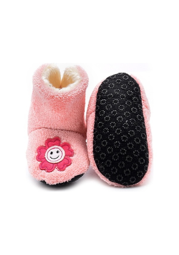 Resim Fuşya Papatya Nakışlı Kürklü Ev Botu-f-825 Fuşya 