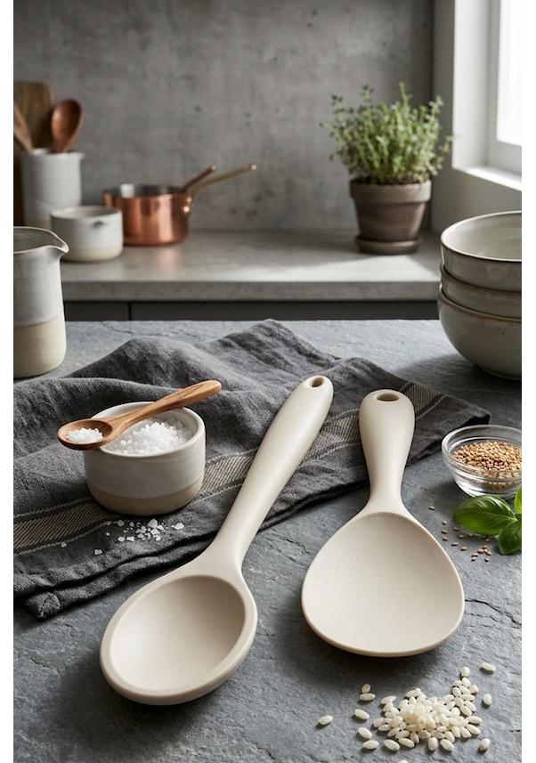 Resim İkili Spatula Seti Pilav Ve Servis Kaşığı Vanilya 