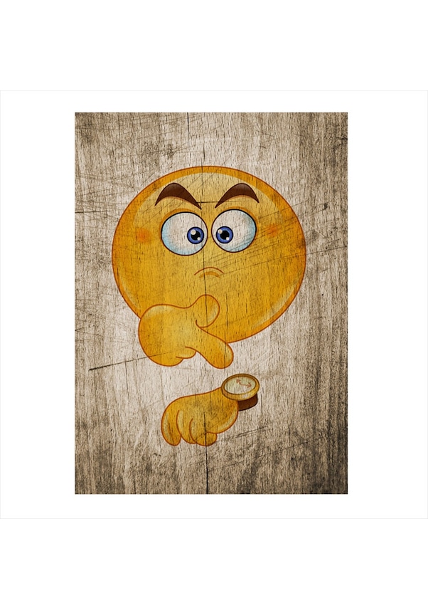 Saat Emojisi Hediyelik Ahşap Tablo