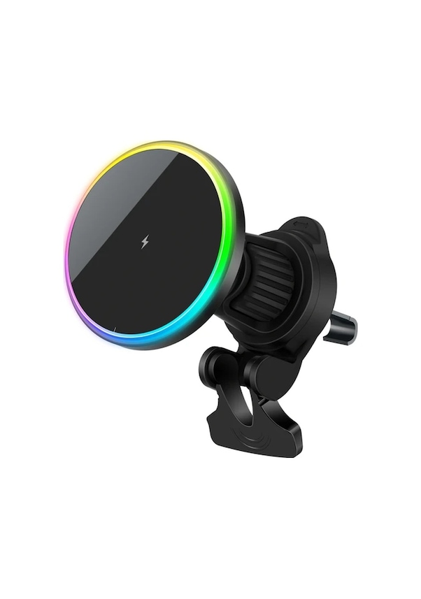 Resim Cloud011 Siyah Manyetik Araç Şarj Cihazı Rgb Halka Abs Malzeme Usb Bağlantı Hızlı Hizalama Tek Dokunuş 