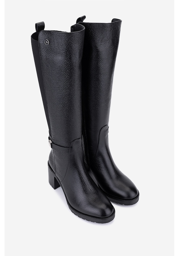 Resim Valmenti Kadın Hakiki Deri Siyah Floter Topuklu Çizme 33 4390 Bn Czm Sk25-26 Sıyah Fltr Siyah 