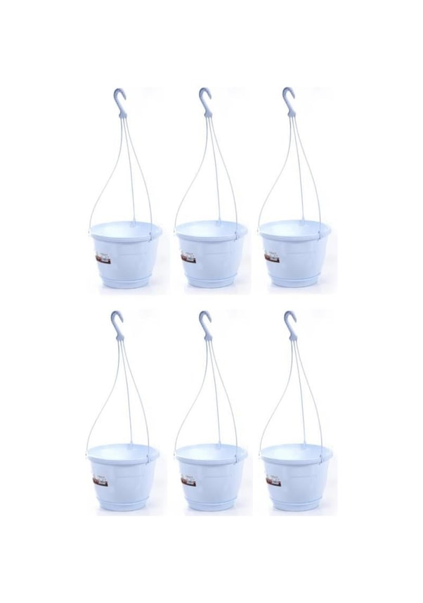 Resim Omnipazar So-sm02 Safir Makrome Askılı Balkon Saksı 3.4 Lt Beyaz 6 Adet 