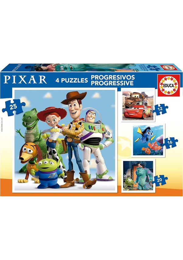Educa Puzzle - 12+16-20+25 Parça Disney Pixar Kademeli 3-5 Yaş Çocuk ...