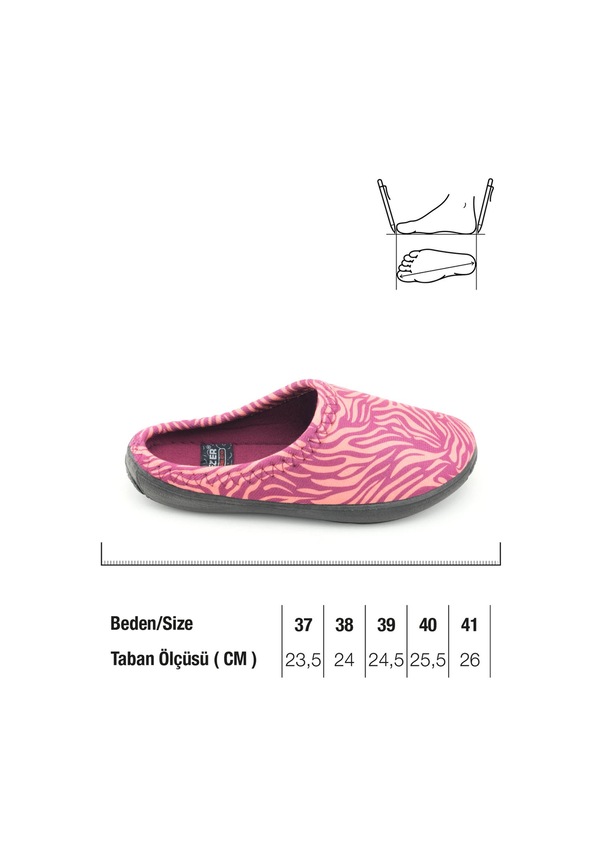 Resim Gezer Kadın Kışlık Pu Rahat Taban Desenli Ev Bahçe Gondol Terlik Mor 