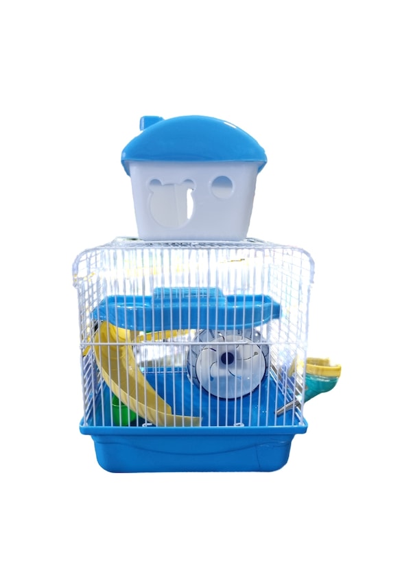 Resim Hamster Kafesi - Çift Katlı Aksesuarlı 23 x 17 x 25 CM Mavi 