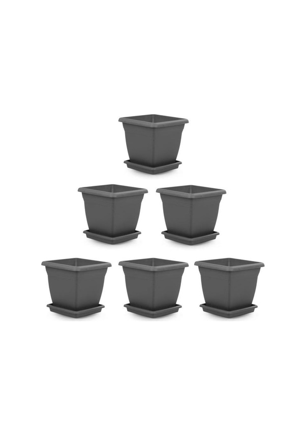 Resim Omnipazar So-vk01 Villa Kare Tabaklı Saksı Takımı 4.6 Lt Antrasit 6 Adet 