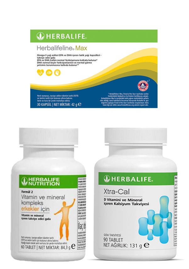 Herbalife Erkek Vitamin Extra Cal Kalsiyum ve Max Omega 3 Birer