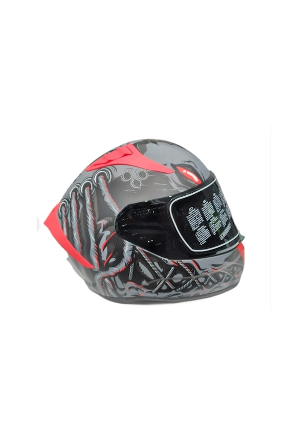 Resim Mts Kask Mts Pro 801 Dreaka Güneş Gözlüklü Motosiklet Kaskı Antrasit - Kırmızı 