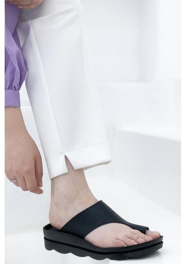 Resim Voga 1742 Siyah Çatlak Comfort Anatomik Casual Parmak Arası Kadın Terliği 001 