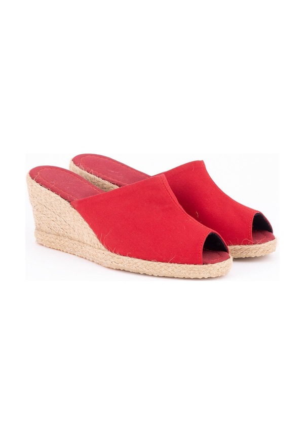 Resim Hasır Kırmızı El Işi Kadın Keten Günlük Terlik Kırmızı 