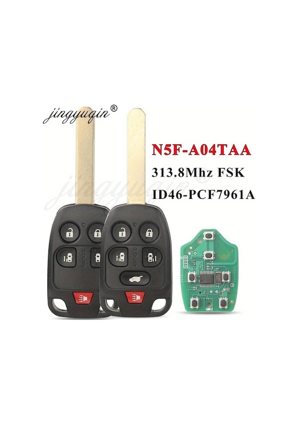 Resim Meridiangoods Jingyuqin N5f A04taa 4 Buttons Honda Odyssey Ex 2011 2012 2013 2014 313 8mhz Uzaktan Kumarali Araba Anahtari Transponder Chip 