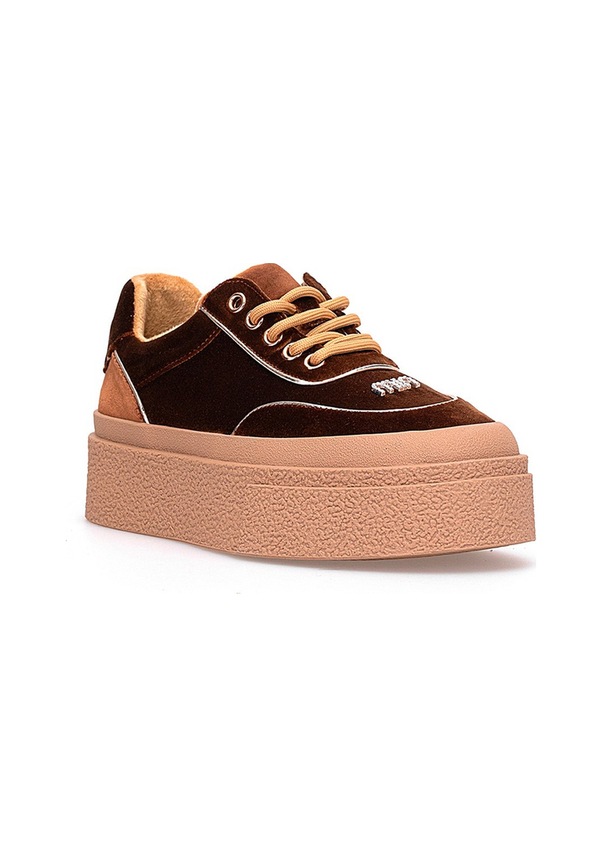 Resim Guja 25k330 Kadın Hakiki Deri Klasik Sneaker Kahverengi Kahverengi 