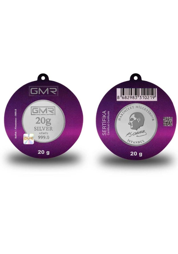 Resim 20 Gram Külçe Gümüş Gmr Marka 