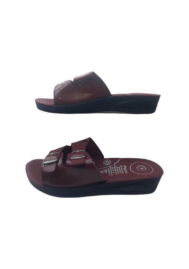 Resim Polex Kadın Bordo Çift Tokalı Ortopedik Taban Günlük Şık Terlik Bordo 