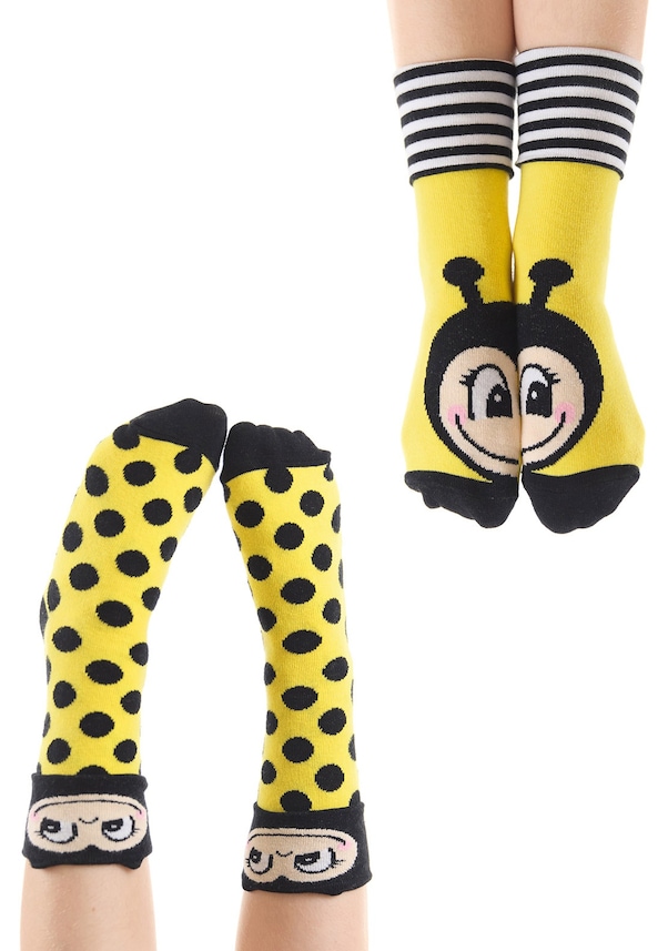 Denokids Arılar Kız Çocuk 2li Soket Çorap Takım