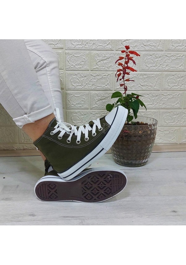 Resim Fiyra 555 Haki Uzun Unisex Sneaker Keten Spor Ayakkabı 001 