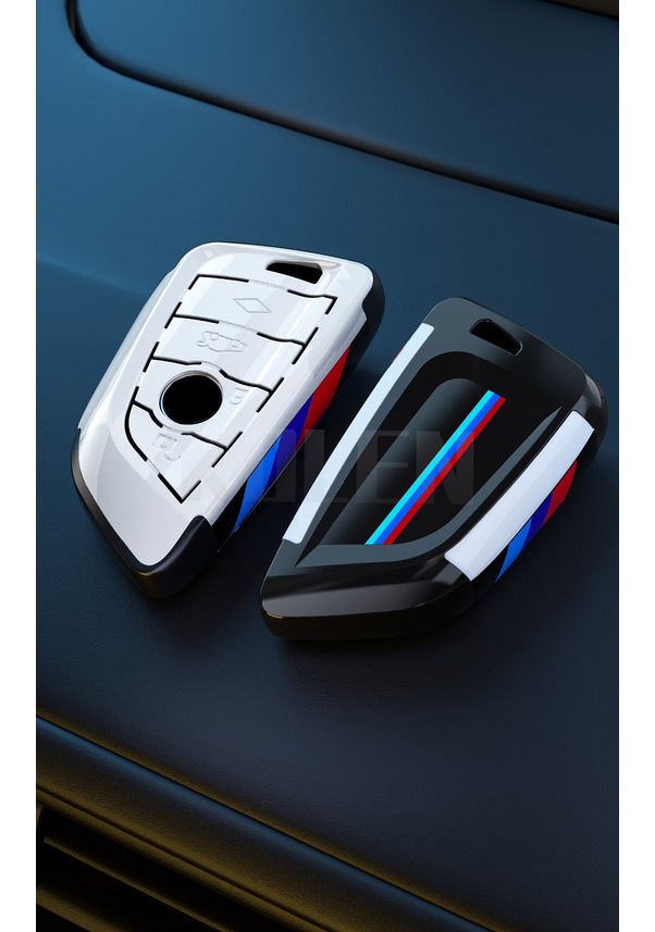 Resim Bmw Uyumlu Anahtarlık Beyaz Detaylı Anahtar Kılıfı Sert Plastik Şık Car 