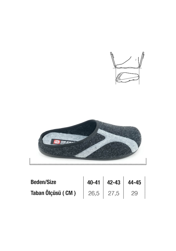 Resim Gezer Kışlık Erkek Pu Alt Taban Çıkarılabilir İç Tabanlıklı Keçe Ev Bahçe Terlik Antrasit 