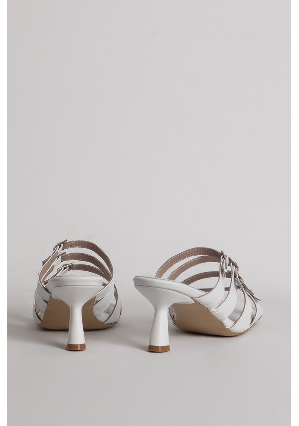 Resim Dericlub 714 Hakiki Deri Kadın Topuklu Terlik Beyaz 