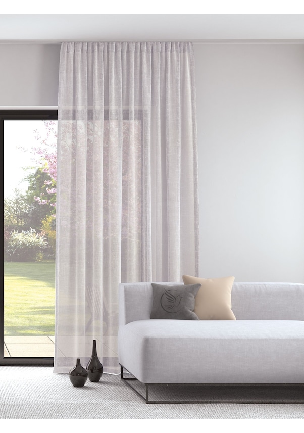 Resim Beyaz Renk Keten Görünümlü Ekstraforlu Tül Perde Ütü Istemez BEYAZ 