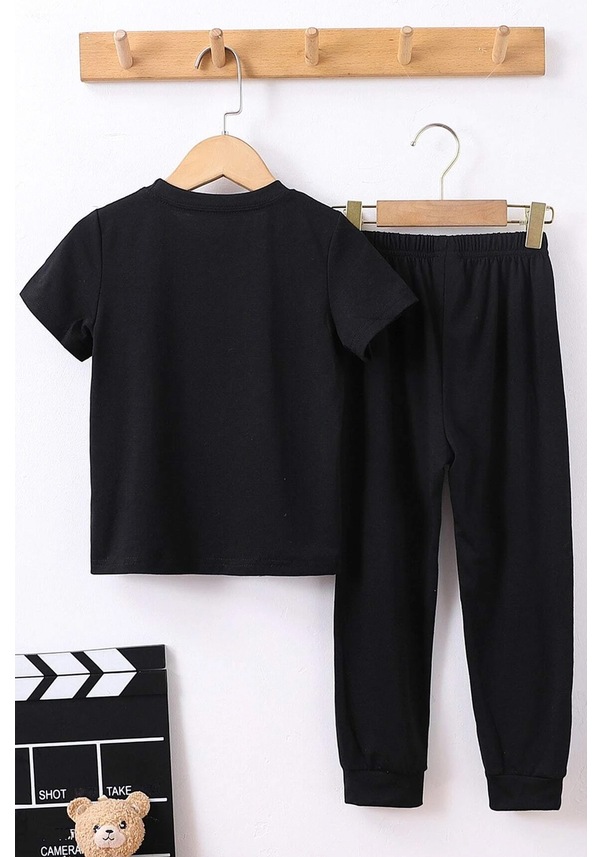 Resim Çocuk Kalp Alt - Üst Eşofman Takımı Siyah 